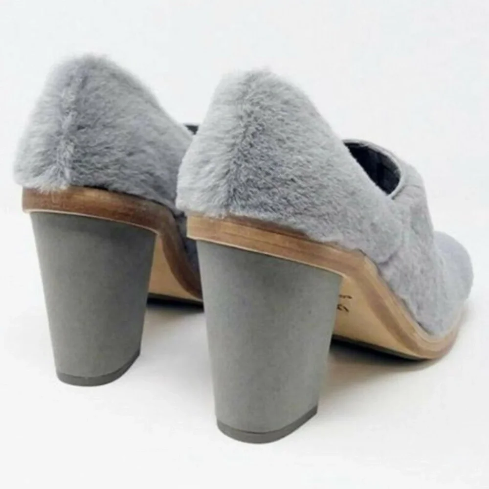 NWT UGG + ECKHAUS LATTA “Court Not” Gray/blue Shearling Shoes heels clogs - Picture 2 of 13